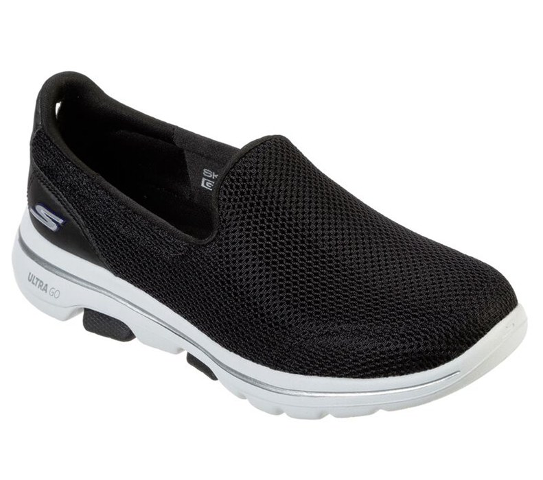 Skechers Dam Svarta/Vita Slip On - Gowalk 5 - Sverige (GYFNB-6972)